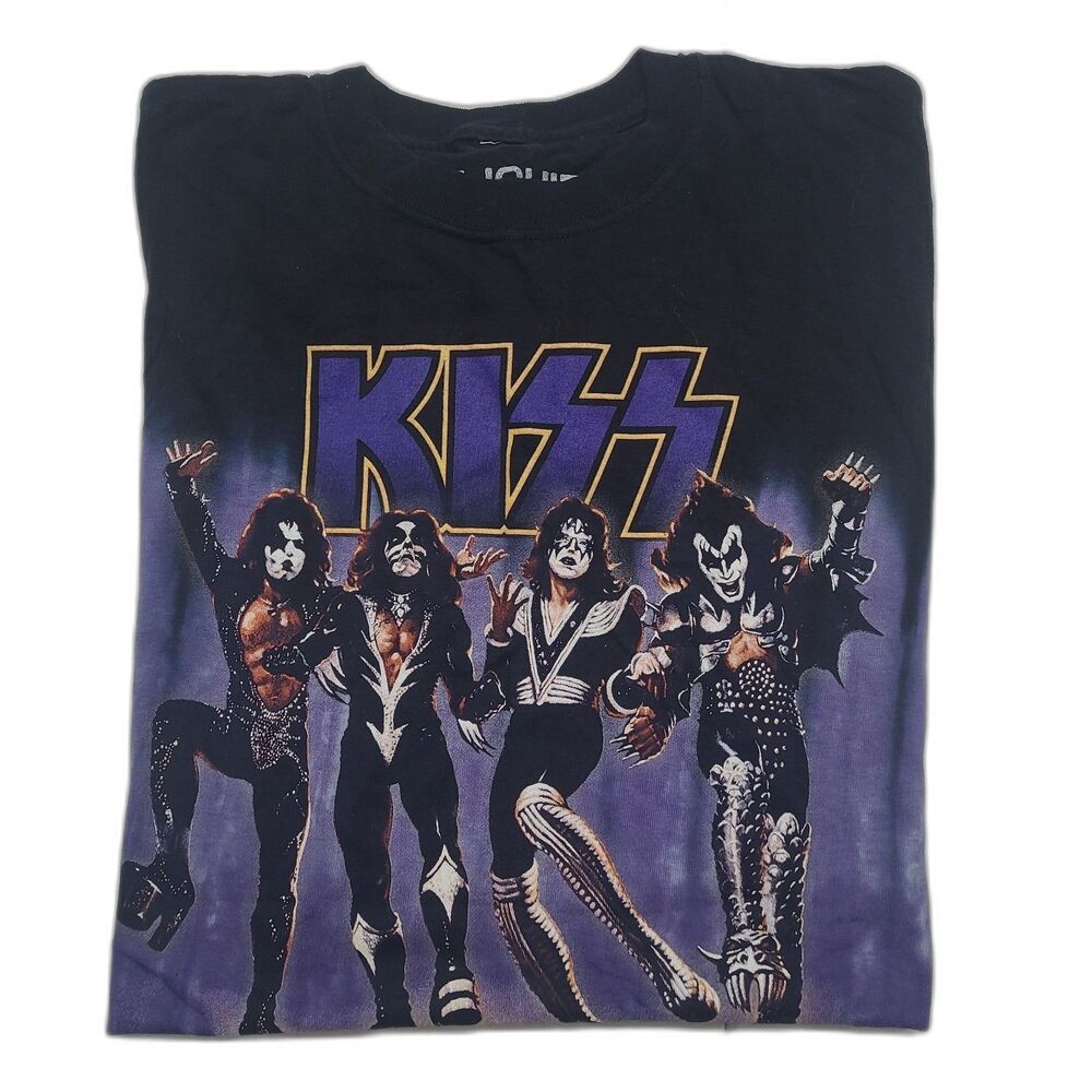 Vtg Liquid Blue KISS Destroyer Tie Dye T-Shirt